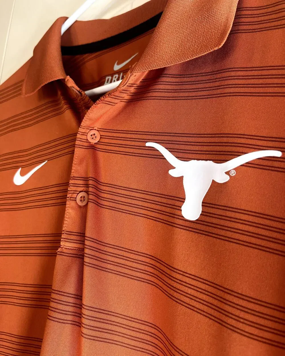 Nike Texas Longhorns Dri-FIT Polo Burnt Orange Striped Men's M